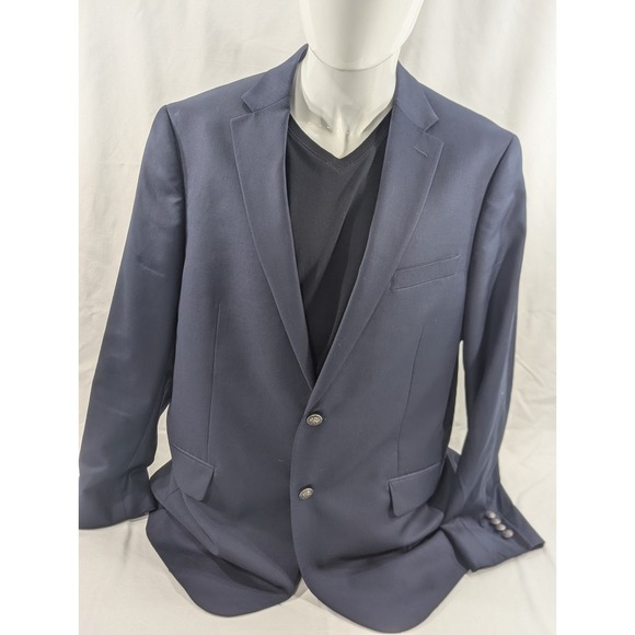 HSM Blazer Sport Coat Two Metal Buttons Casual Suit Jacket 46L 48" 100% Wool - Picture 3 of 14